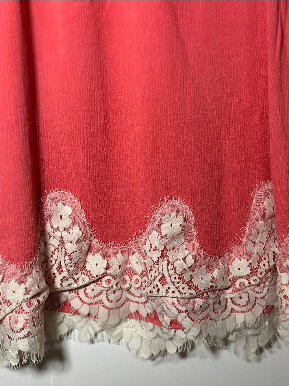 Umgee Coral Pink Lace Yoke Sleeveless mini dress - Picture 4 of 6